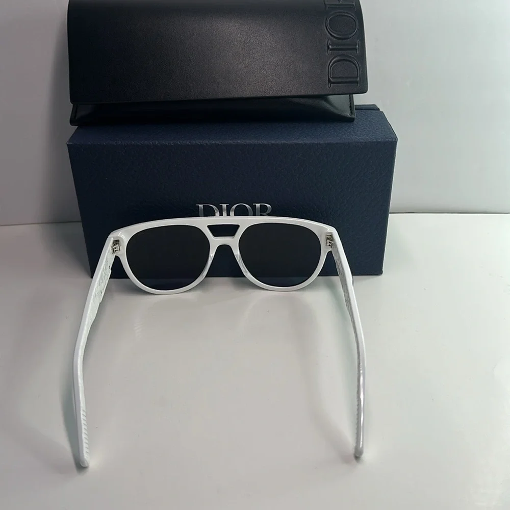 DiorB23 R1I Monogram Logo Blue Mirrored Pantos Sunglasses